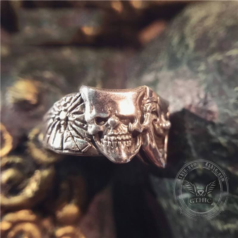 Crying and Smiling Clown Sterling Silver Ring