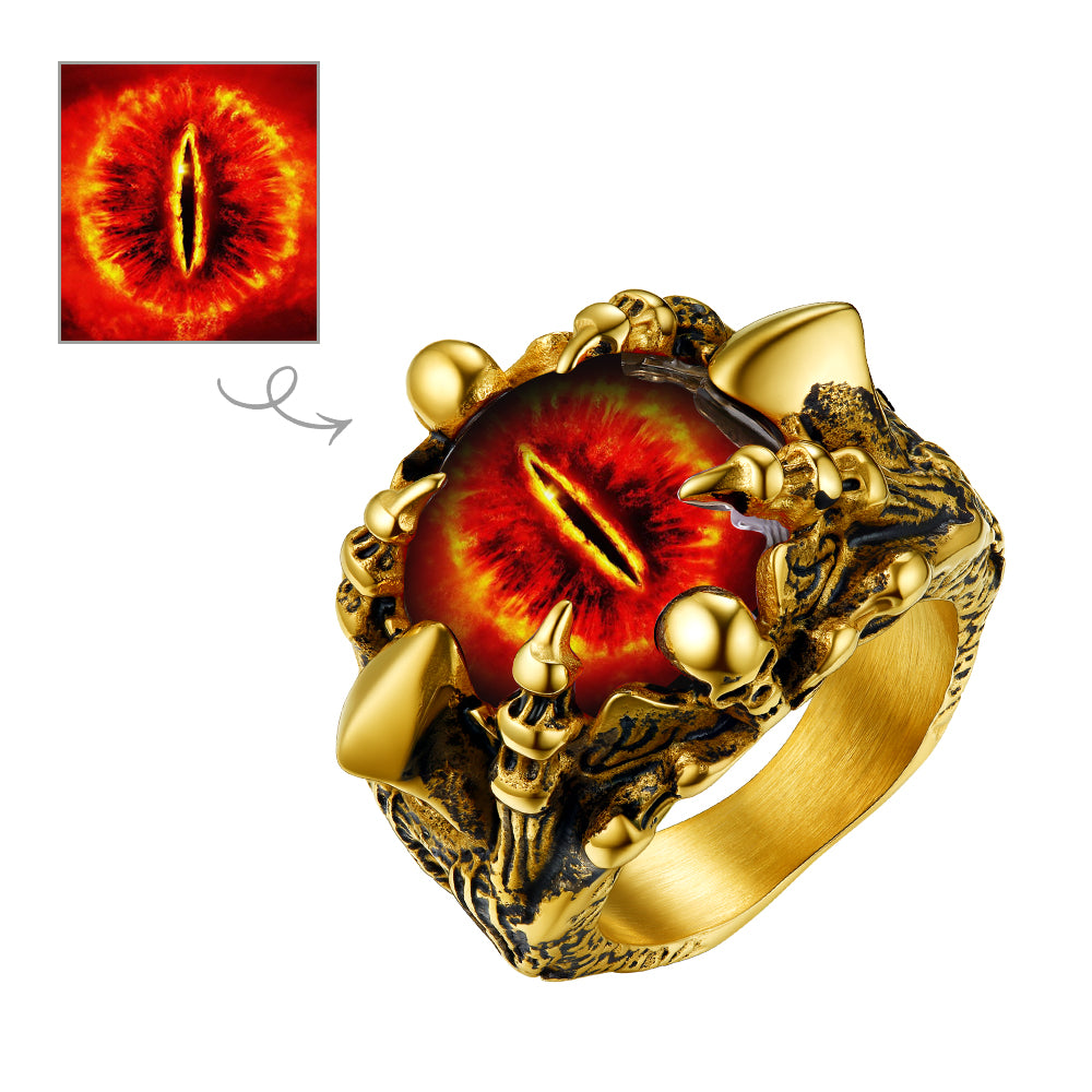Customized Gothic Photo Dragon Claw Ring With Picture for
