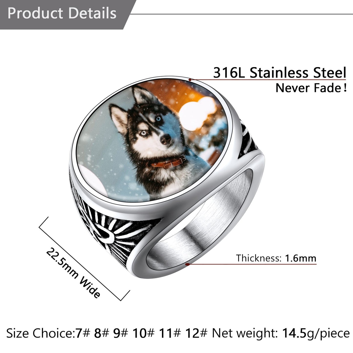Personalized Custom Celtic Triquetra Signet Ring With Photo for