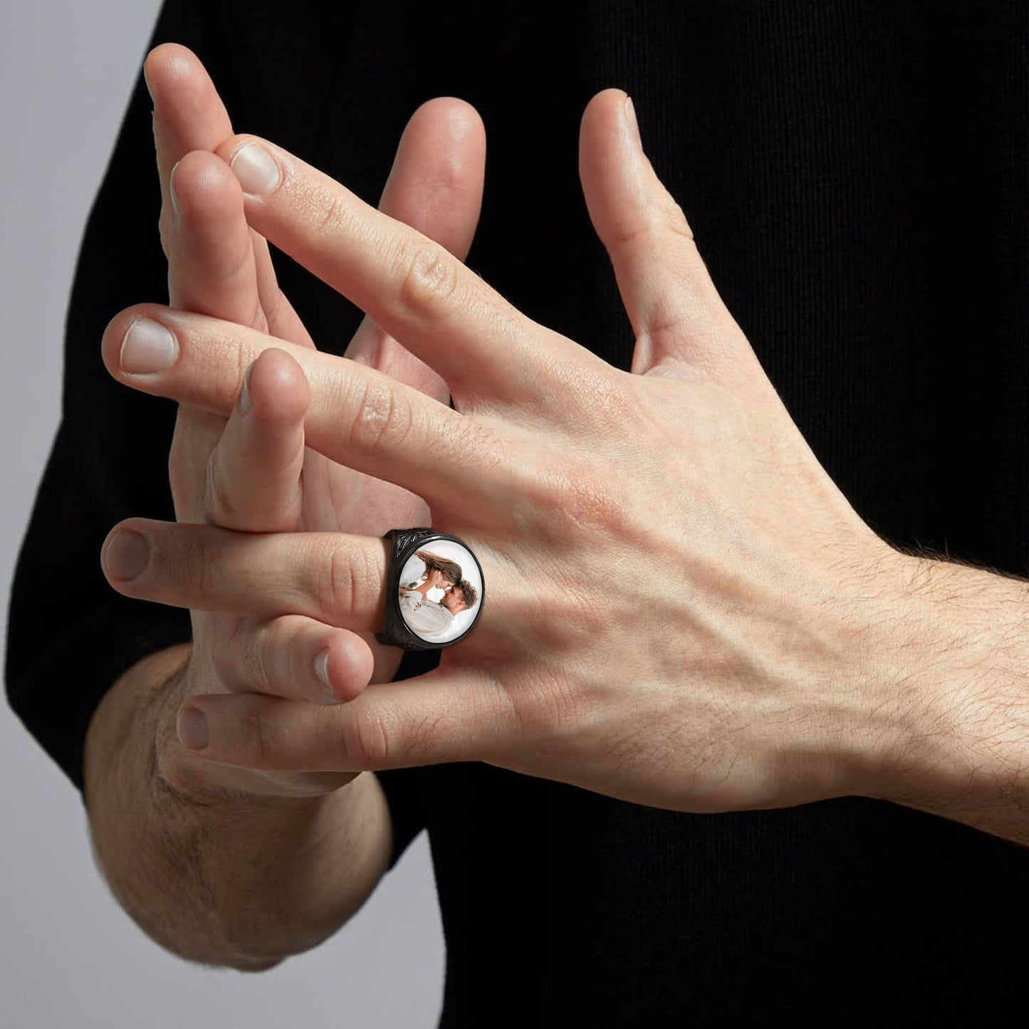 Personalized Custom Celtic Triquetra Signet Ring With Photo for