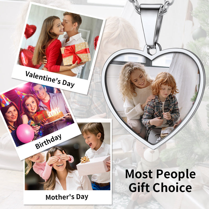 Customized Heart Photo Necklace Memorial Gift for