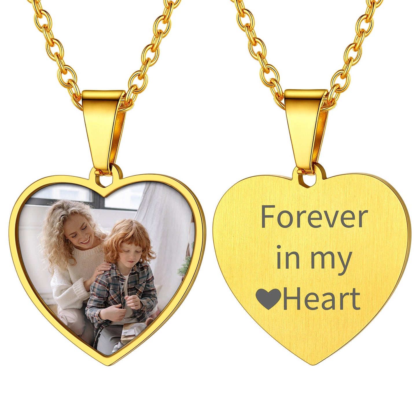 Customized Heart Photo Necklace Memorial Gift for
