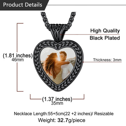 Customized Heart Photo Pendant Memorial Necklace for