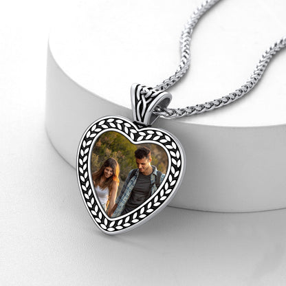 Customized Heart Photo Pendant Memorial Necklace for