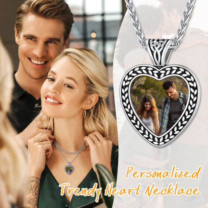 Customized Heart Photo Pendant Memorial Necklace for