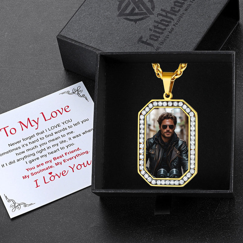 Customized Engraved Picture Dog Tag Necklace Memorial Gift