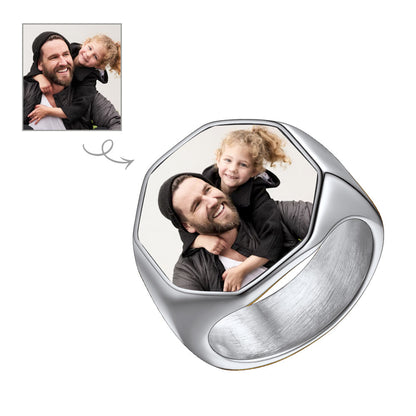 Personalized Octagon Signet Ring With Photo for