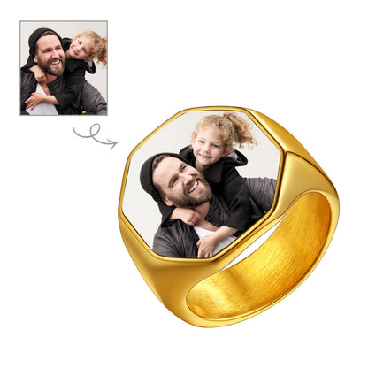 Personalized Octagon Signet Ring With Photo for