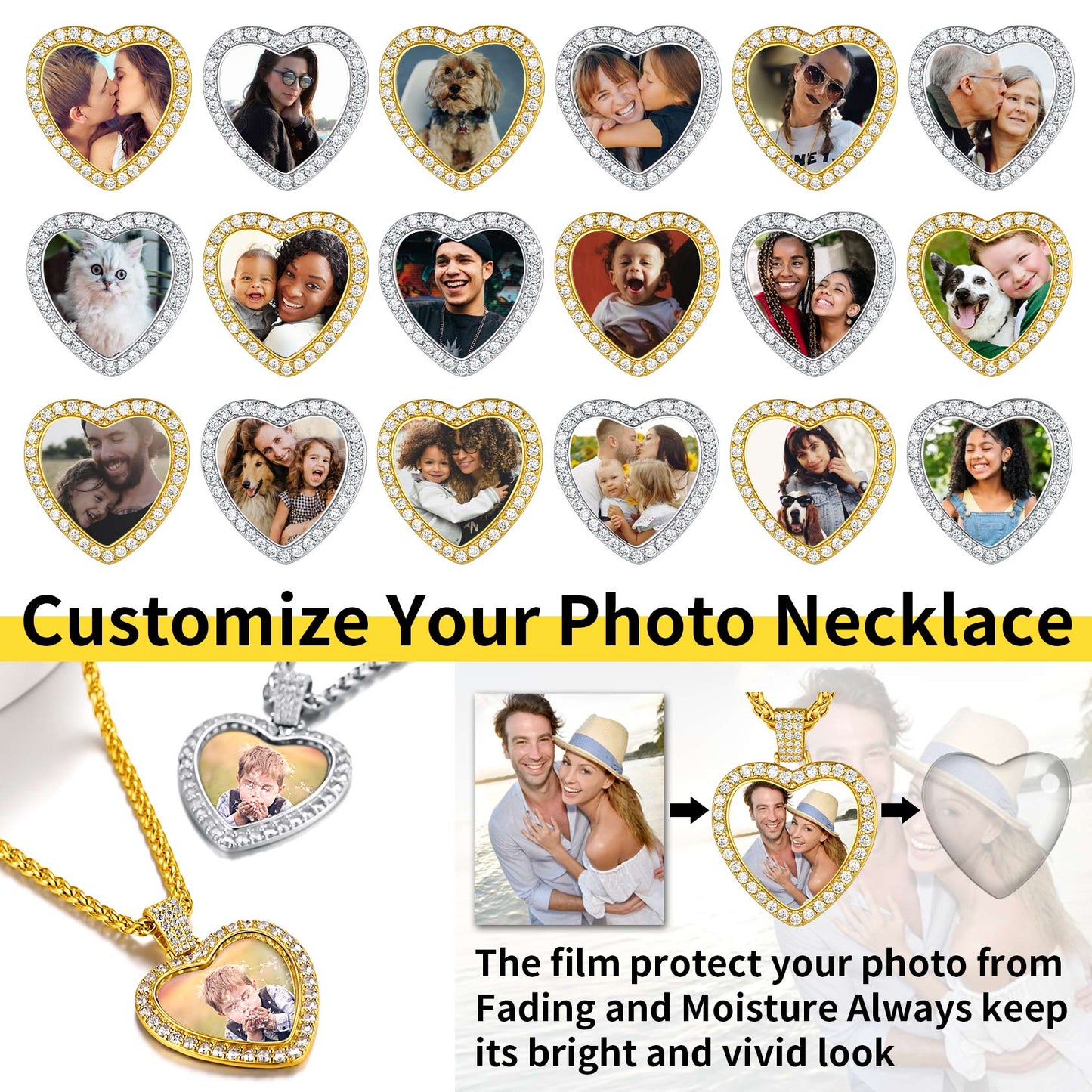 Customized Heart Picture Photo Necklace Memorial Gift for