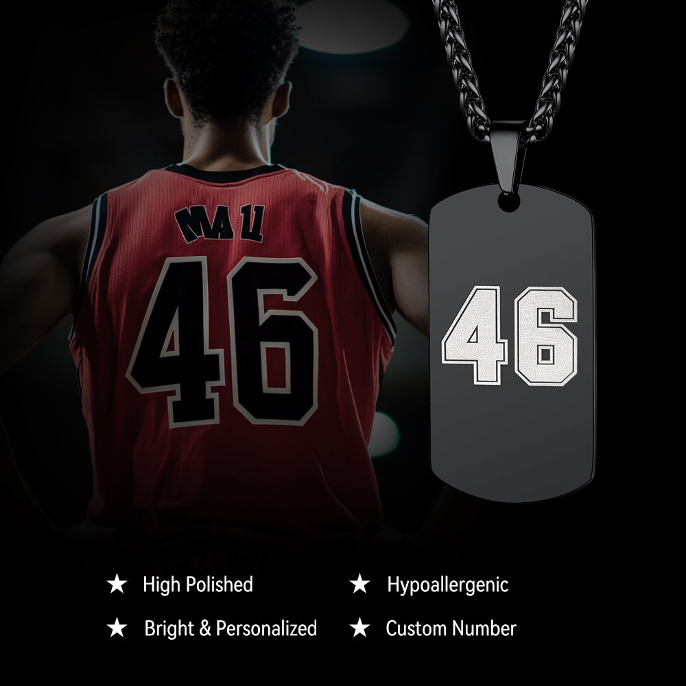 Custom Engraved Number Dog Tag Necklace for , Stainless Steel