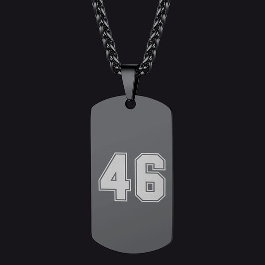 Custom Engraved Number Dog Tag Necklace for , Stainless Steel