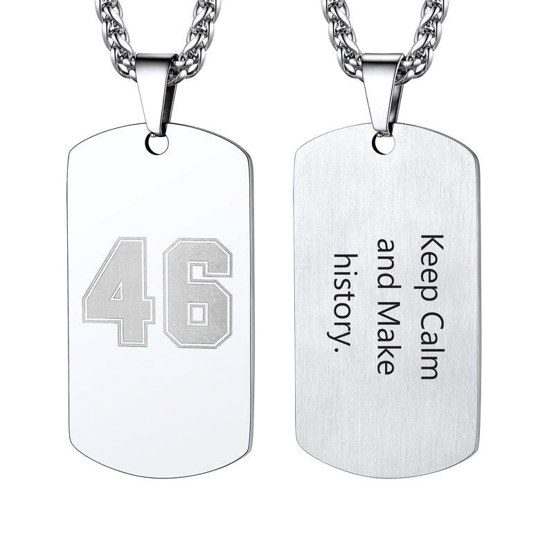 Custom Engraved Number Dog Tag Necklace for , Stainless Steel