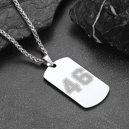 Custom Engraved Number Dog Tag Necklace for , Stainless Steel