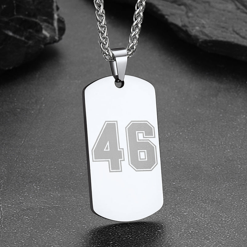 Custom Engraved Number Dog Tag Necklace for , Stainless Steel