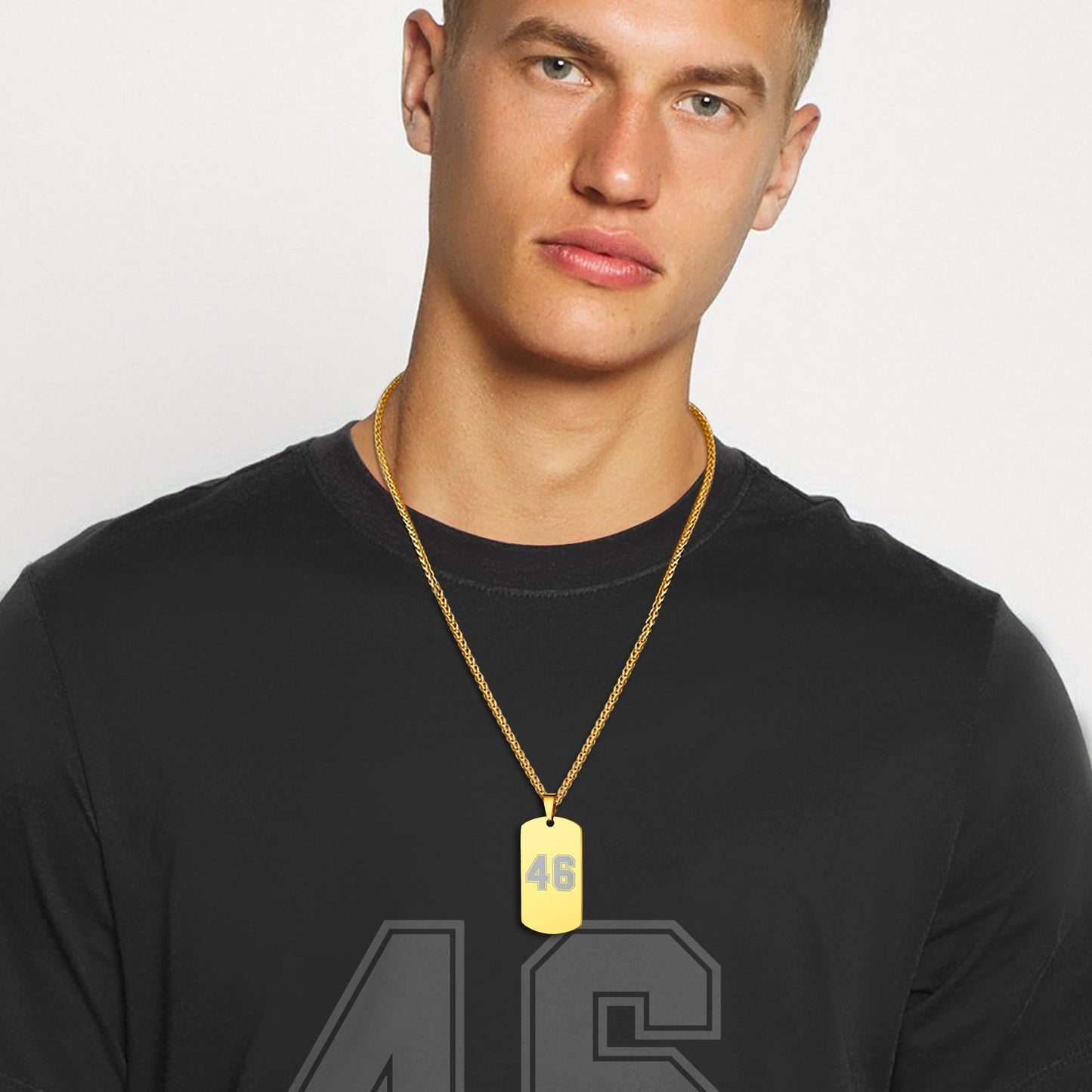 Custom Engraved Number Dog Tag Necklace for , Stainless Steel