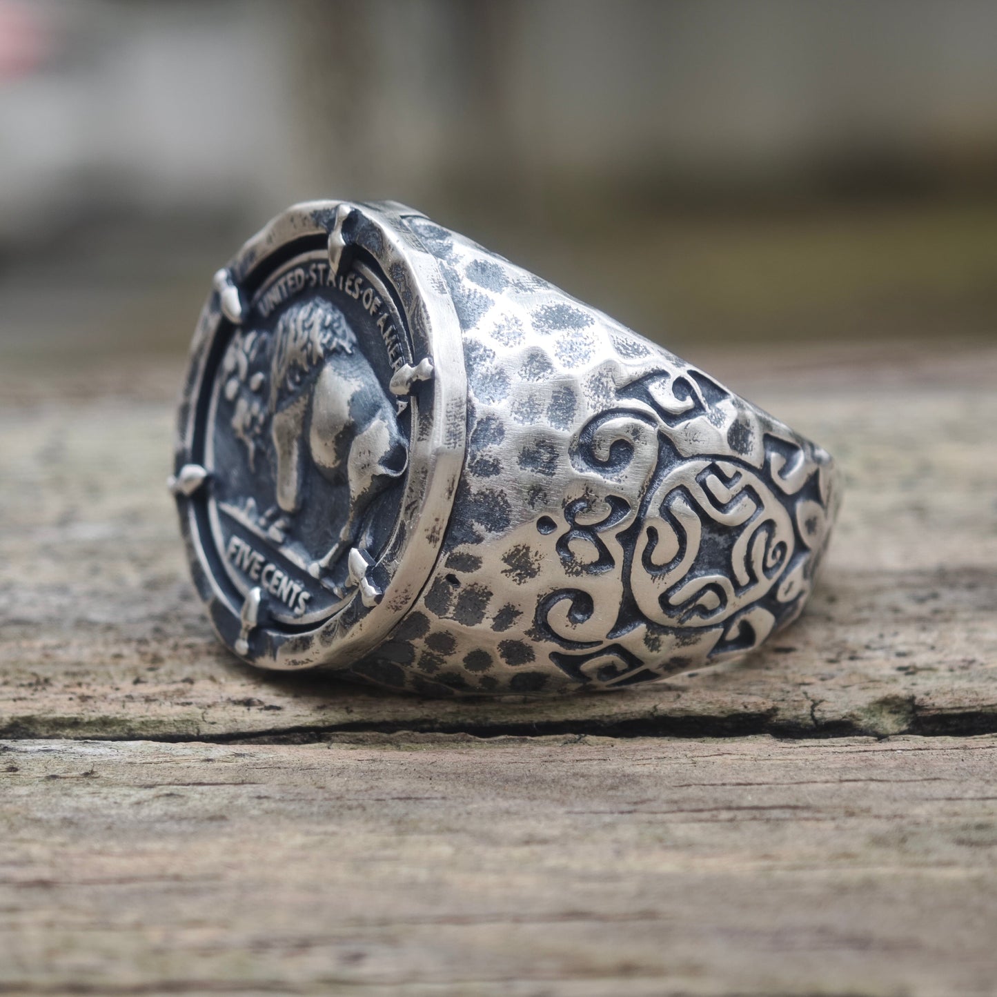 Customizable Buffalo Nickel Coin Sterling Silver Ring