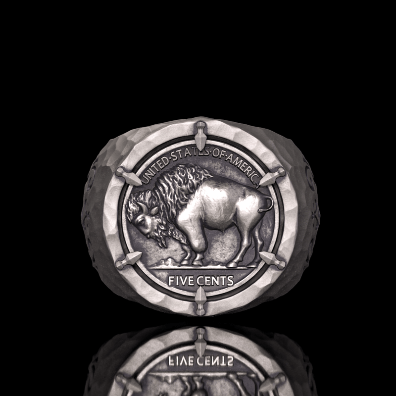 Customizable Buffalo Nickel Coin Sterling Silver Ring