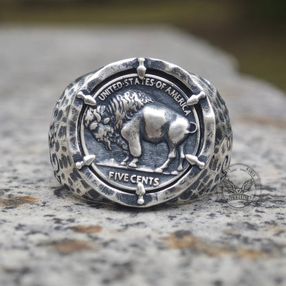 Customizable Buffalo Nickel Coin Sterling Silver Ring