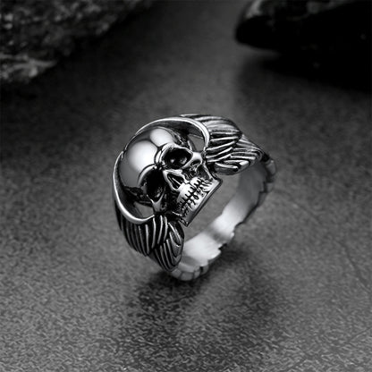 Biker Wings Skull Stainless Steel Ring for