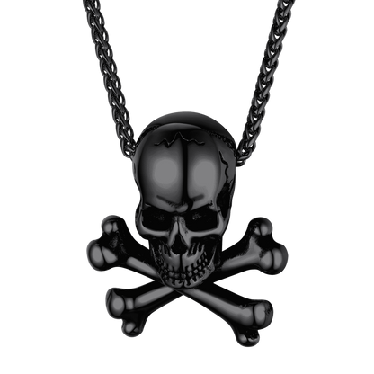 Gothic Pirate Skull Crossbones Necklace for
