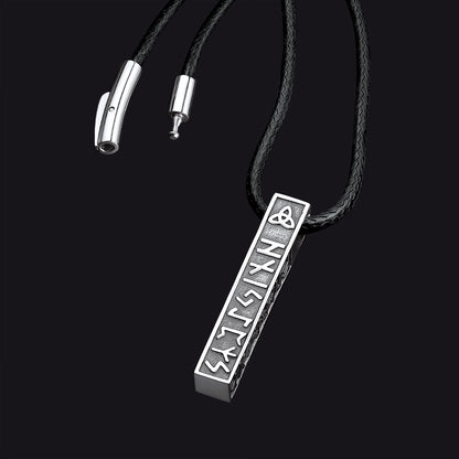 Engraved Viking Runes Bar Necklace Pendant Jewelry for