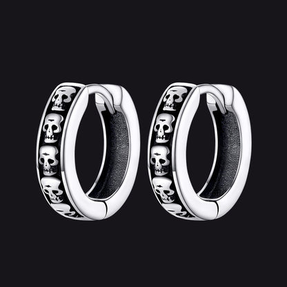 Gothic Skull Huggie Hoop Earrings for