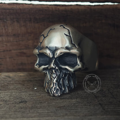 Dark Crack Sterling Silver Skull Ring