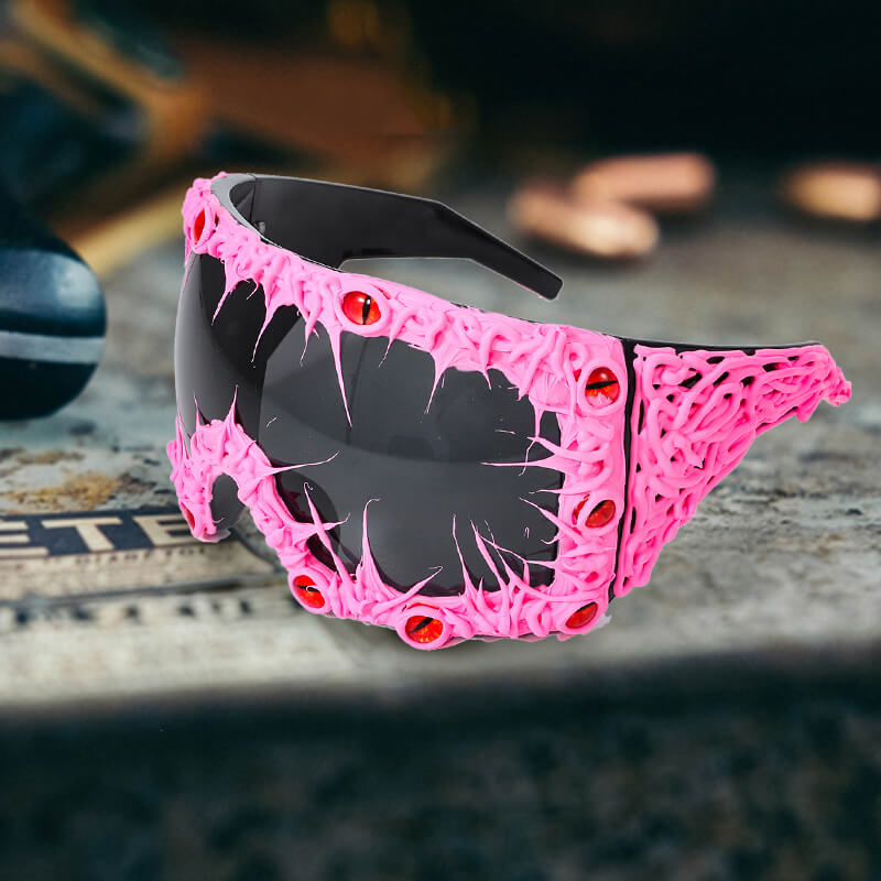 Dark Gothic Black Python Drip Glue Square Pc Sunglasses