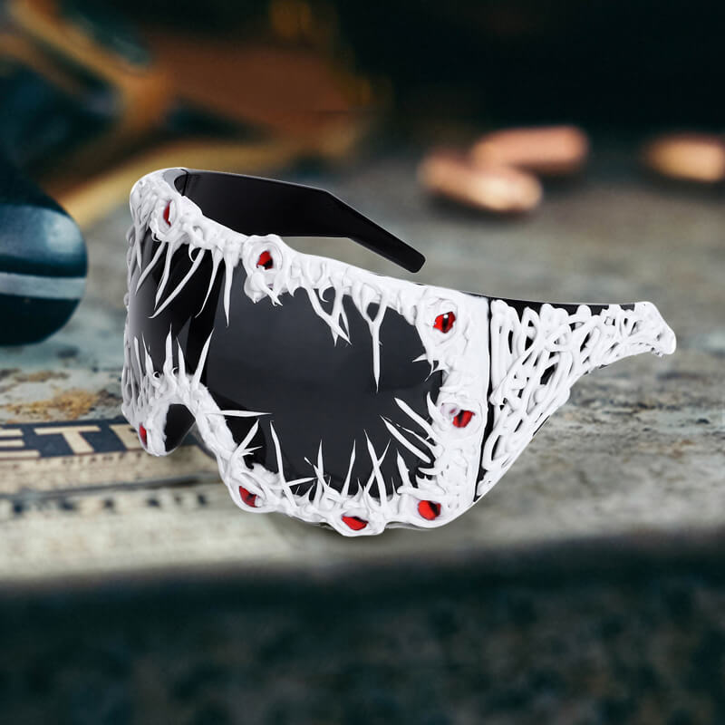 Dark Gothic Black Python Drip Glue Square Pc Sunglasses