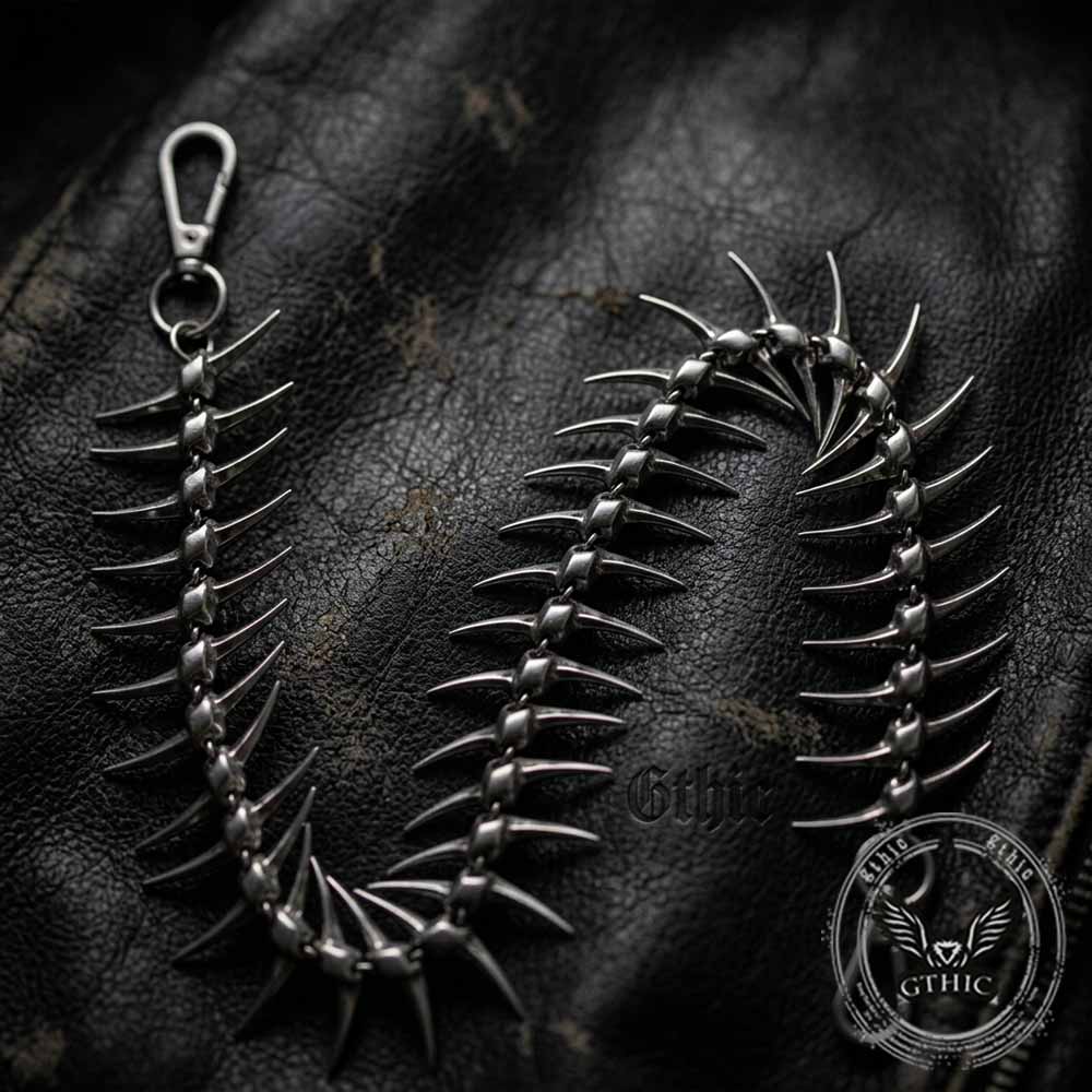 Dark Punk Skeleton Fishbone Spiked Alloy Pants Chain