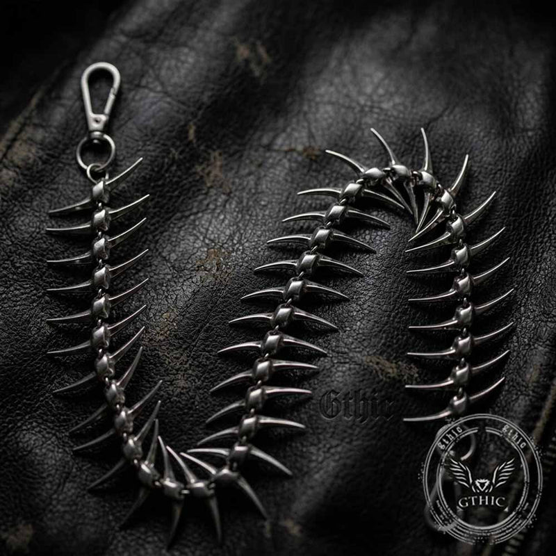 Dark Punk Skeleton Fishbone Spiked Alloy Pants Chain