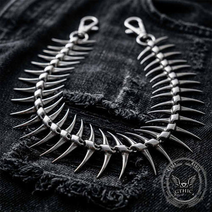 Dark Punk Skeleton Fishbone Spiked Alloy Pants Chain