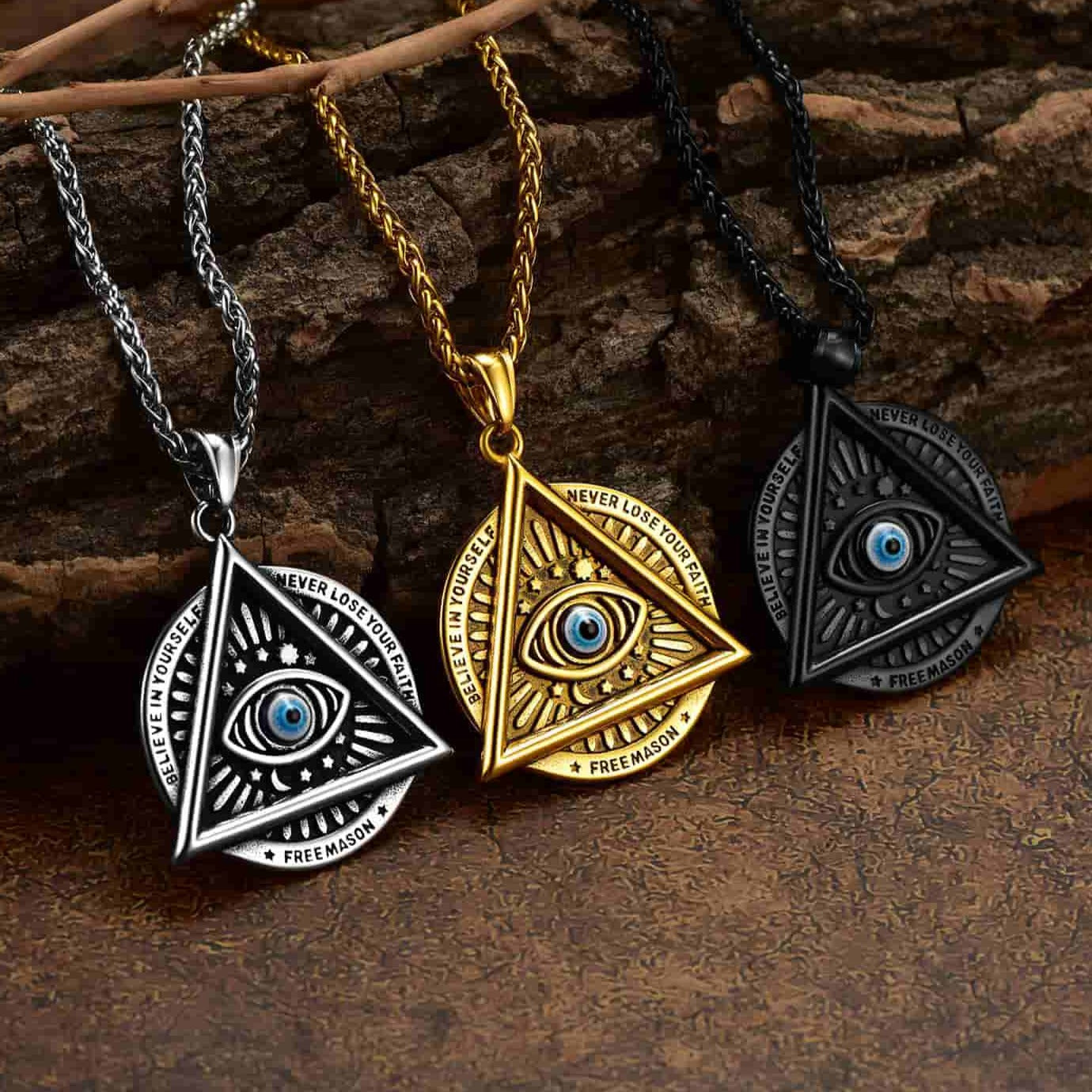 Masonic Triangle All Seeing Eye Necklace for