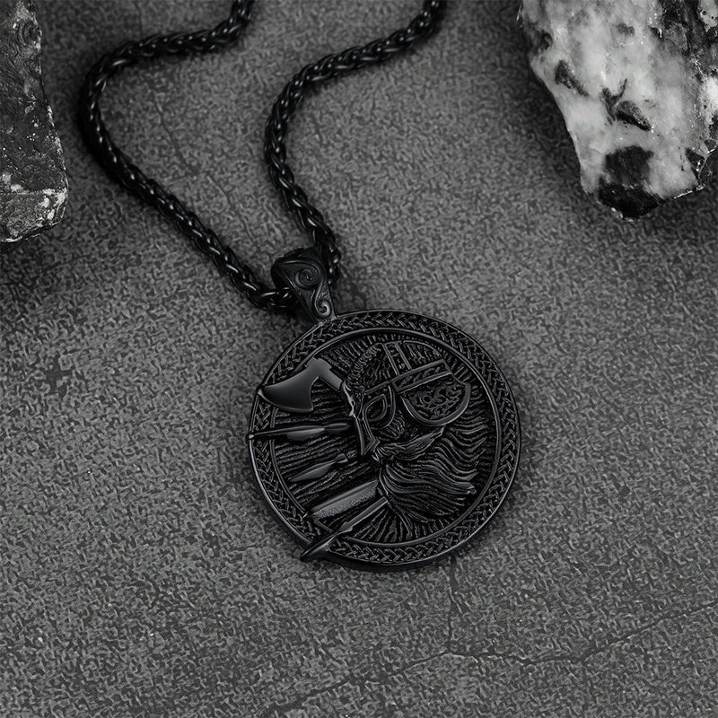 Norse Viking Odin Warrior Pendant Necklace for