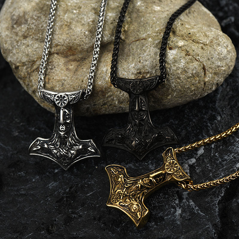 Viking Thor's Hammer Necklace Odin Mjolnir Pendant for