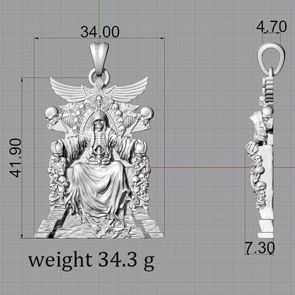 Death Regal Throne Sterling Silver Pendant