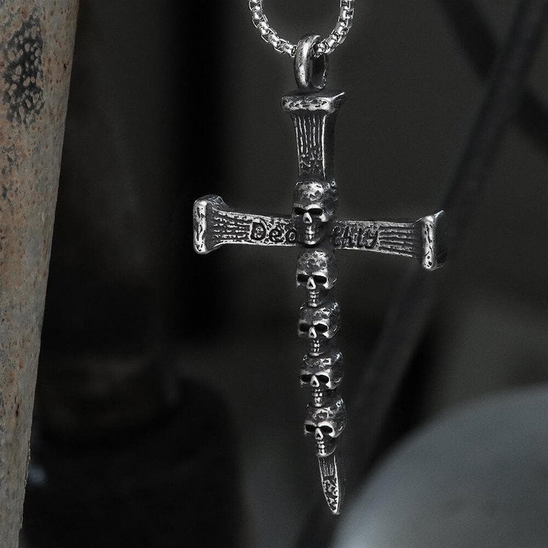 Deathly Skull and Cross Stainless Steel Pendant
