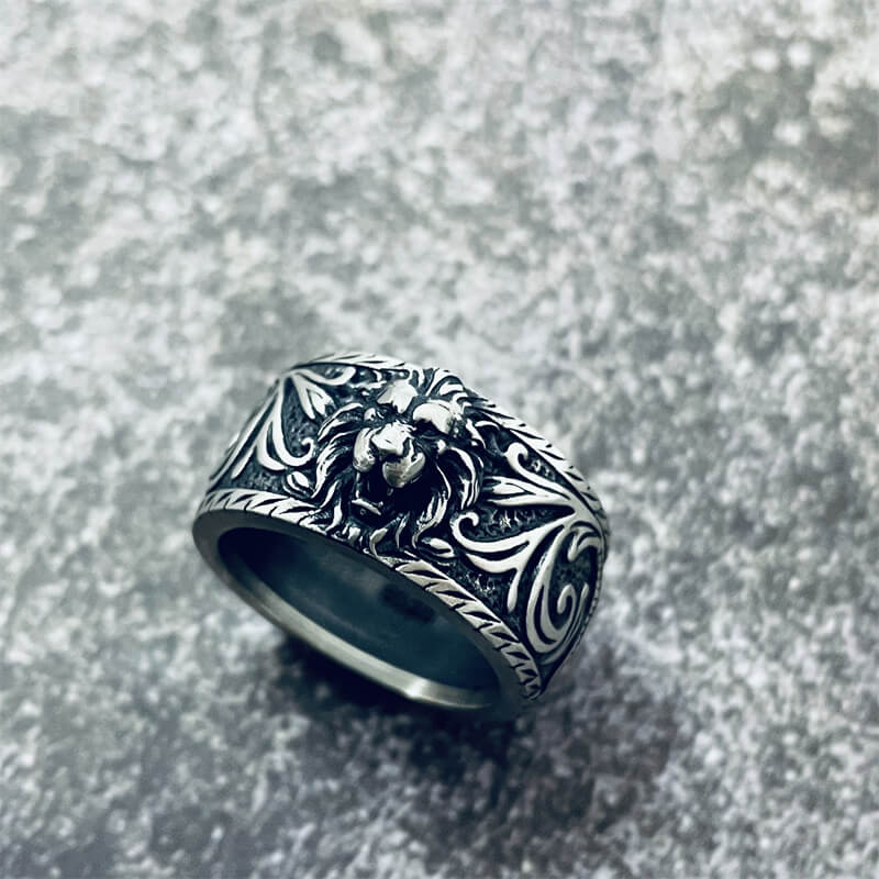 Domineer Lion Head Sterling Silver Animal Ring