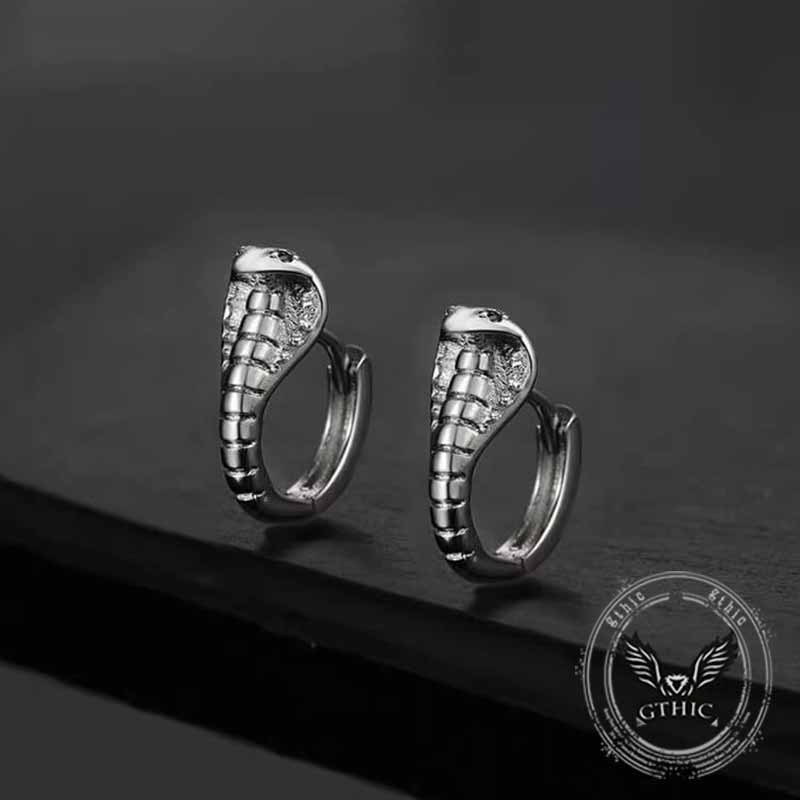 Domineering Cobra Shaped Sterling Silver Earrings