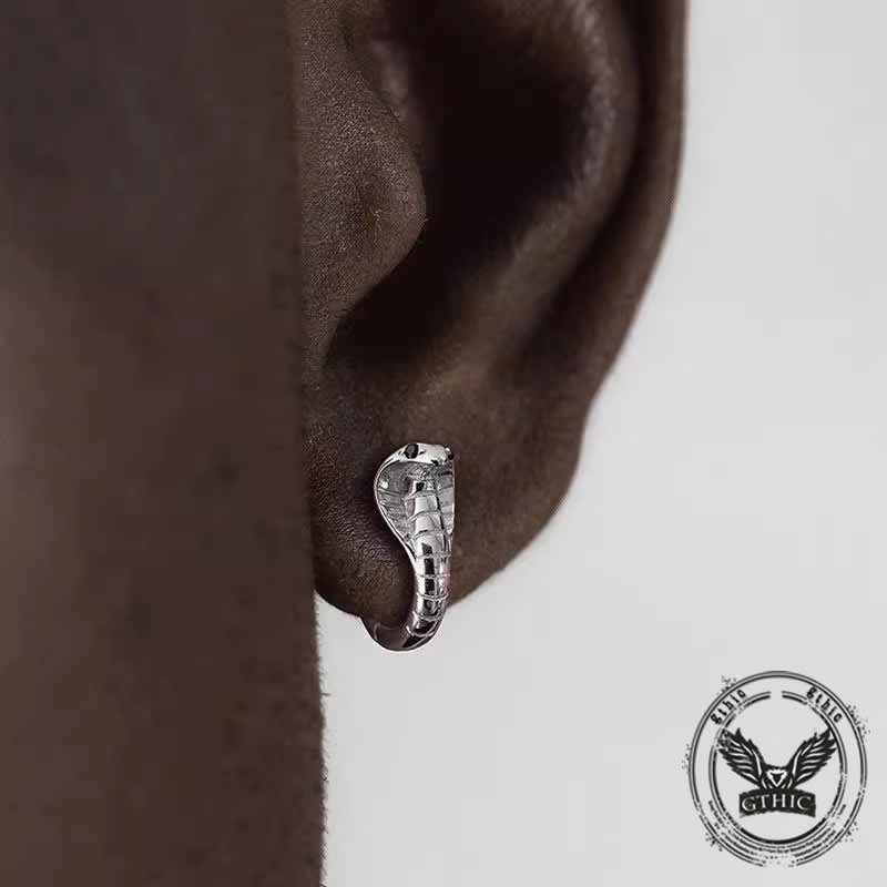 Domineering Cobra Shaped Sterling Silver Earrings