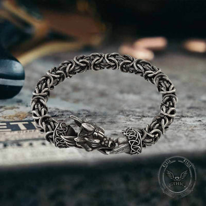 Domineering Dragon Byzantine Stainless Steel Nordic Bracelet