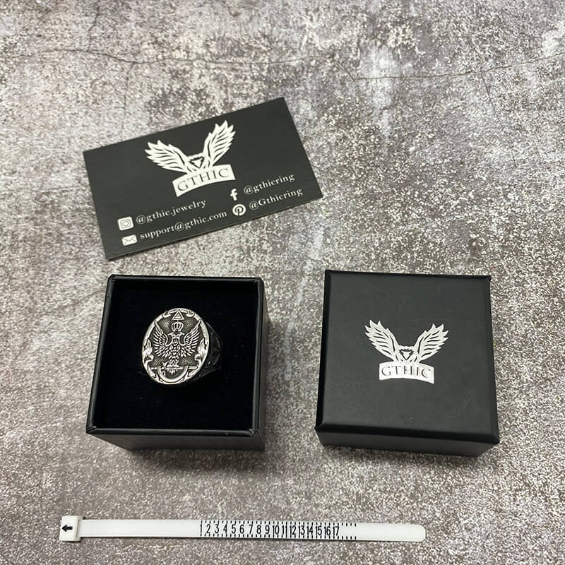 Double-headed Eagle Ankh Stainless Steel Ring