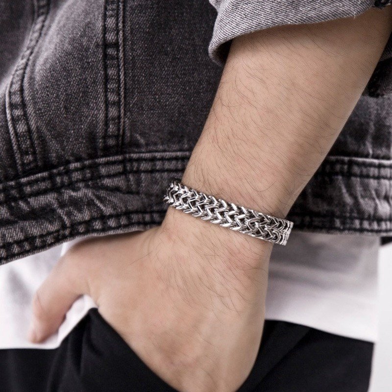 Double Side Chain Bracelet With Clasp / and Stainless Steel Wristband