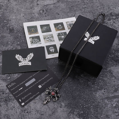 Double Dragon Cross Stainless Steel Pendant