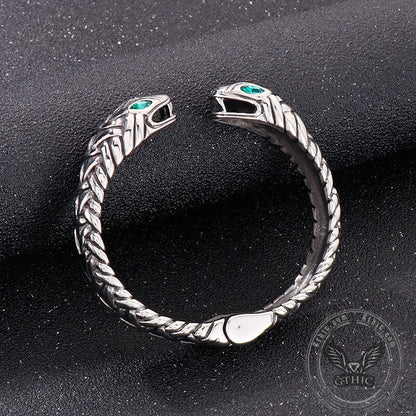 Double Headed Snake Stainless Steel Open Bracelet