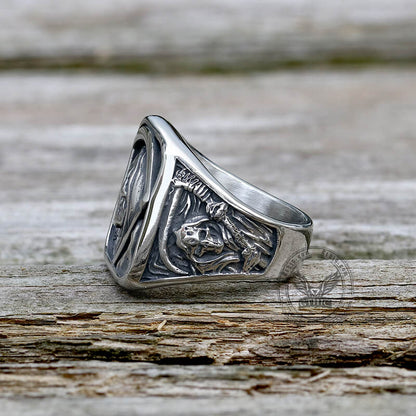 Grim Reaper Skull Stainless Steel Square Ring