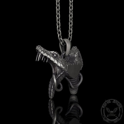 Double Snake Heads Sterling Silver Pendant