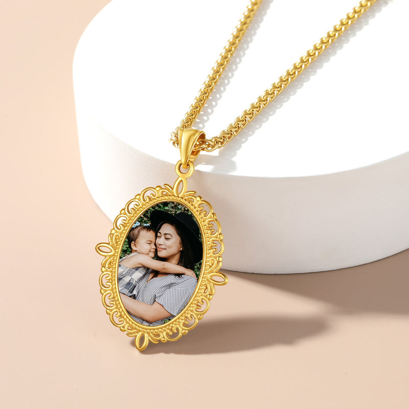 Personalized Double-side Picture Necklace for Mom Gift
