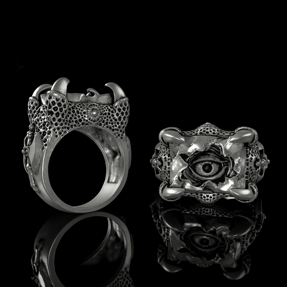 Dragon Claw Evil Eye Sterling Silver Ring