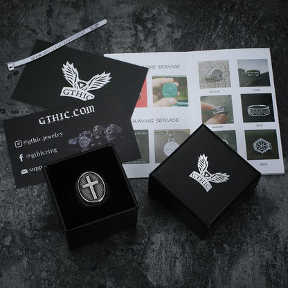 Dragon Scale Pattern Stainless Steel Cross Ring